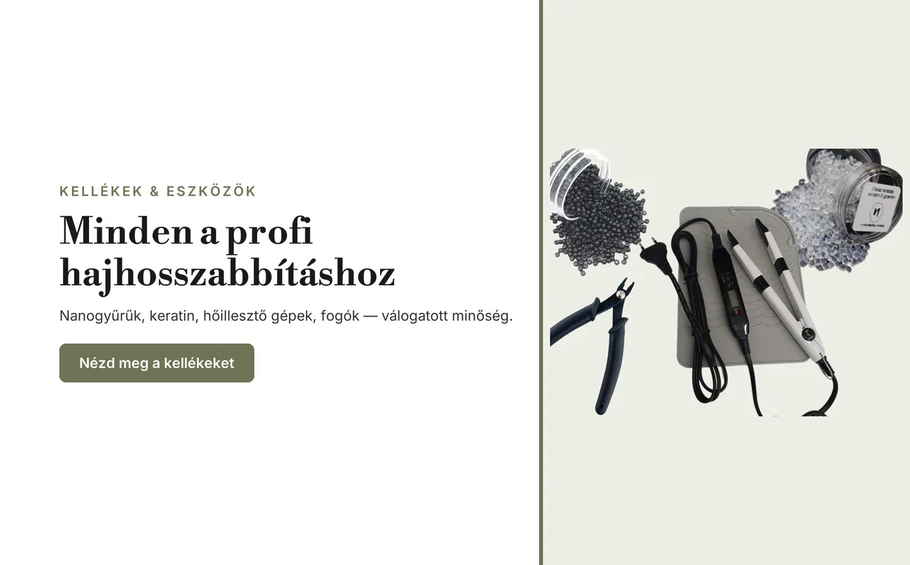Hajhosszabbítás kellékek és eszközök — nanogyűrűk, keratin, gépek, fogók