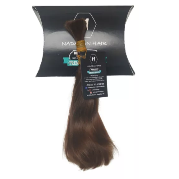 N1-7 enyhén hullámos világosbarna magyar póthaj a Nadabán Hair dobozán (25–27 cm, 34 g)