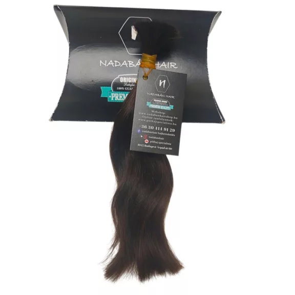 N1-9 enyhén hullámos barna magyar póthaj a Nadabán Hair dobozán (25–26 cm, 32 g)