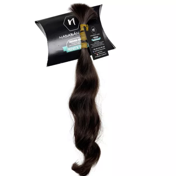 N168-2 hullámos barna magyar póthaj a Nadabán Hair dobozán (38–40 cm, 54 g)