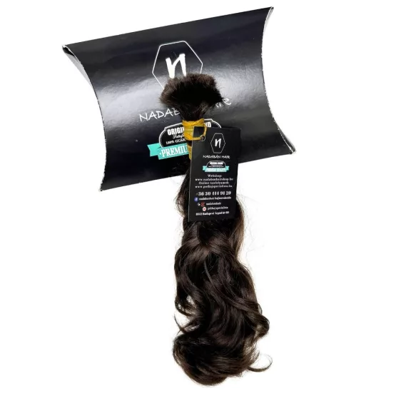 N2-1 hullámos barna magyar póthaj a Nadabán Hair dobozán (25–28 cm, 54 g)