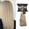 N224 festett, szőkített magyar póthaj copf (31–33 cm, egyenes platinaszőke) – mellette illusztrációs modellfotó