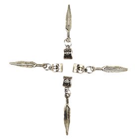   Hajdísz-hajékszer madártoll forma, mintás gyűrűvel ezüst szín 1db